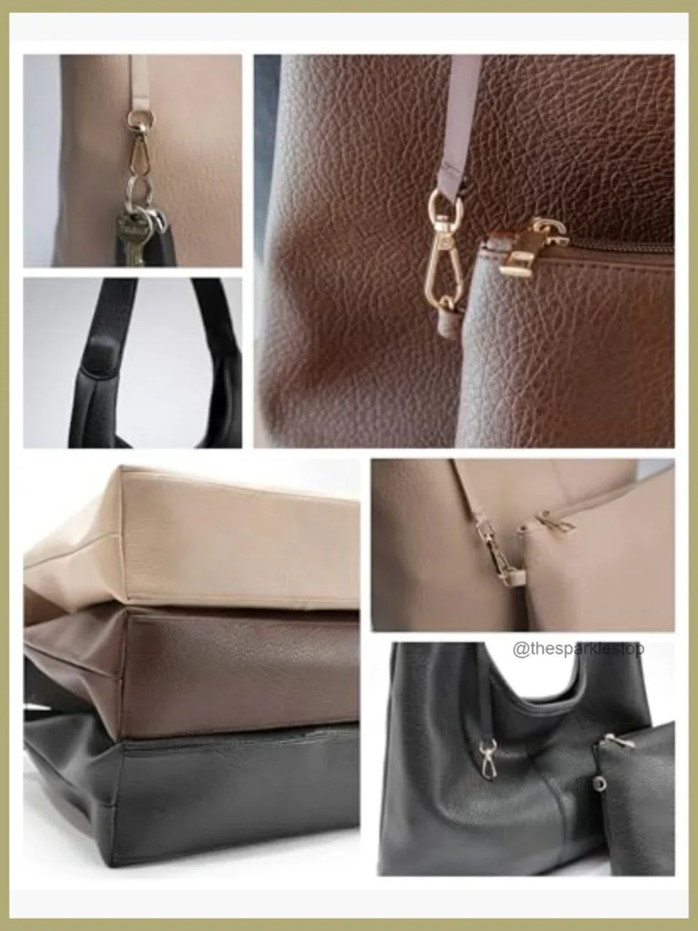 Vegan Leather Hobo Bag with Zippered Pocket, Slouchy Shoulder Strap Purse